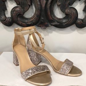 Glitter gold chunky heels